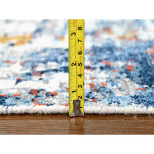 Load image into Gallery viewer, 8&#39;9&quot;x11&#39;7&quot; Imperial Blue and Earth Tone Colors, Abstract Design with Nepali Weave, Shiny Plant Based Silk, Hand Knotted, Oriental Rug FWR61278
