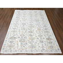 Load image into Gallery viewer, 8&#39;10&quot;x11&#39;10&quot; Chiffon White, Antiqued Persian With Ziegler Mahal Design, Distressed, Zero Pile, Shaved Low, Oxidized, Pure Wool, Hand Knotted, Oriental Rug FWR61290