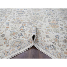 Load image into Gallery viewer, 8&#39;10&quot;x11&#39;10&quot; Chiffon White, Antiqued Persian With Ziegler Mahal Design, Distressed, Zero Pile, Shaved Low, Oxidized, Pure Wool, Hand Knotted, Oriental Rug FWR61290