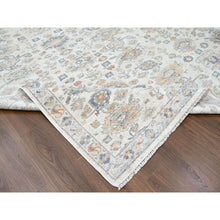 Load image into Gallery viewer, 8&#39;10&quot;x11&#39;10&quot; Chiffon White, Antiqued Persian With Ziegler Mahal Design, Distressed, Zero Pile, Shaved Low, Oxidized, Pure Wool, Hand Knotted, Oriental Rug FWR61290