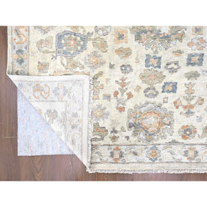 10'x13'10" Linen White, Distressed, Antiqued Persian With Ziegler Mahal Design, Oxidized, Zero Pile, Shaved Low, 100% Wool, Hand Knotted, Oriental Rug FWR61296