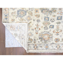 Load image into Gallery viewer, 10&#39;x13&#39;10&quot; Linen White, Distressed, Antiqued Persian With Ziegler Mahal Design, Oxidized, Zero Pile, Shaved Low, 100% Wool, Hand Knotted, Oriental Rug FWR61296