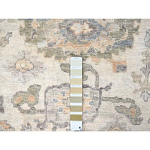 Load image into Gallery viewer, 10&#39;x13&#39;10&quot; Linen White, Distressed, Antiqued Persian With Ziegler Mahal Design, Oxidized, Zero Pile, Shaved Low, 100% Wool, Hand Knotted, Oriental Rug FWR61296