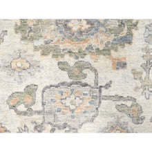 Load image into Gallery viewer, 10&#39;x13&#39;10&quot; Linen White, Distressed, Antiqued Persian With Ziegler Mahal Design, Oxidized, Zero Pile, Shaved Low, 100% Wool, Hand Knotted, Oriental Rug FWR61296