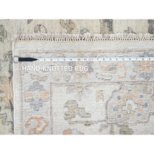 Load image into Gallery viewer, 10&#39;x13&#39;10&quot; Linen White, Distressed, Antiqued Persian With Ziegler Mahal Design, Oxidized, Zero Pile, Shaved Low, 100% Wool, Hand Knotted, Oriental Rug FWR61296