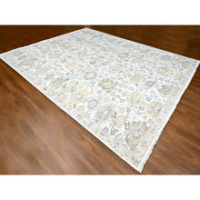Load image into Gallery viewer, 12&#39;1&quot;x15&#39; Cloud Gray, Oxidized, Antiqued Persian With Ziegler Mahal Design, Distressed, Zero Pile, Shaved Low, Pure Wool, Hand Knotted, Oversized, Oriental Rug FWR61302