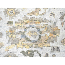 Load image into Gallery viewer, 12&#39;1&quot;x15&#39; Cloud Gray, Oxidized, Antiqued Persian With Ziegler Mahal Design, Distressed, Zero Pile, Shaved Low, Pure Wool, Hand Knotted, Oversized, Oriental Rug FWR61302