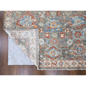 9'x11'10" Mocha Brown, Antiqued Persian With Ziegler Mahal Design, Oxidized, Zero Pile, Distressed, Shaved Low, 100% Wool, Hand Knotted, Oriental Rug FWR61308