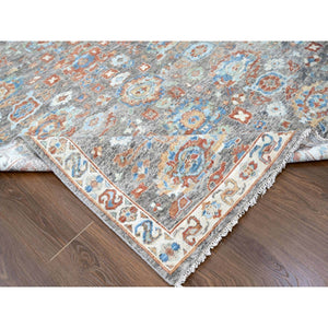 9'x11'10" Mocha Brown, Antiqued Persian With Ziegler Mahal Design, Oxidized, Zero Pile, Distressed, Shaved Low, 100% Wool, Hand Knotted, Oriental Rug FWR61308