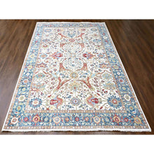 Load image into Gallery viewer, 10&#39;x14&#39; Lace White, Antiqued Persian With Ziegler Mahal Design, Oxidized, Zero Pile, Distressed, Shaved Low, Pure Wool, Hand Knotted, Oriental Rug FWR61326