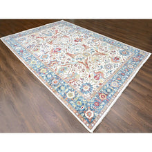 Load image into Gallery viewer, 10&#39;x14&#39; Lace White, Antiqued Persian With Ziegler Mahal Design, Oxidized, Zero Pile, Distressed, Shaved Low, Pure Wool, Hand Knotted, Oriental Rug FWR61326