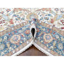 Load image into Gallery viewer, 10&#39;x14&#39; Lace White, Antiqued Persian With Ziegler Mahal Design, Oxidized, Zero Pile, Distressed, Shaved Low, Pure Wool, Hand Knotted, Oriental Rug FWR61326