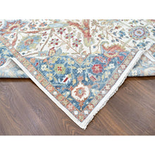 Load image into Gallery viewer, 10&#39;x14&#39; Lace White, Antiqued Persian With Ziegler Mahal Design, Oxidized, Zero Pile, Distressed, Shaved Low, Pure Wool, Hand Knotted, Oriental Rug FWR61326