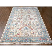 Load image into Gallery viewer, 12&#39;x15&#39; Pearl White, 100% Wool, Hand Knotted, Antiqued Persian With Ziegler Mahal Design, Distressed, Oxidized, Zero Pile, Shaved Low, Oversized, Oriental Rug FWR61332