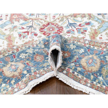 Load image into Gallery viewer, 12&#39;x15&#39; Pearl White, 100% Wool, Hand Knotted, Antiqued Persian With Ziegler Mahal Design, Distressed, Oxidized, Zero Pile, Shaved Low, Oversized, Oriental Rug FWR61332