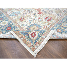 Load image into Gallery viewer, 12&#39;x15&#39; Pearl White, 100% Wool, Hand Knotted, Antiqued Persian With Ziegler Mahal Design, Distressed, Oxidized, Zero Pile, Shaved Low, Oversized, Oriental Rug FWR61332