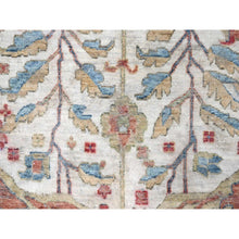 Load image into Gallery viewer, 12&#39;x15&#39; Pearl White, 100% Wool, Hand Knotted, Antiqued Persian With Ziegler Mahal Design, Distressed, Oxidized, Zero Pile, Shaved Low, Oversized, Oriental Rug FWR61332