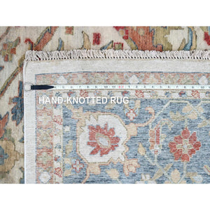 12'x15' Pearl White, 100% Wool, Hand Knotted, Antiqued Persian With Ziegler Mahal Design, Distressed, Oxidized, Zero Pile, Shaved Low, Oversized, Oriental Rug FWR61332