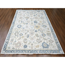 Load image into Gallery viewer, 9&#39;x12&#39;1&quot; Lace White, Antiqued Persian With Ziegler Mahal Design, Distressed, Oxidized, Zero Pile, Shaved Low, Pure Wool, Hand Knotted, Oriental Rug FWR61344