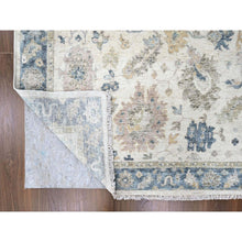 Load image into Gallery viewer, 9&#39;x12&#39;1&quot; Lace White, Antiqued Persian With Ziegler Mahal Design, Distressed, Oxidized, Zero Pile, Shaved Low, Pure Wool, Hand Knotted, Oriental Rug FWR61344