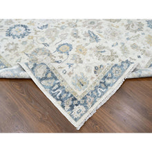 Load image into Gallery viewer, 9&#39;x12&#39;1&quot; Lace White, Antiqued Persian With Ziegler Mahal Design, Distressed, Oxidized, Zero Pile, Shaved Low, Pure Wool, Hand Knotted, Oriental Rug FWR61344