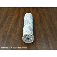 Load image into Gallery viewer, 9&#39;x12&#39;1&quot; Lace White, Antiqued Persian With Ziegler Mahal Design, Distressed, Oxidized, Zero Pile, Shaved Low, Pure Wool, Hand Knotted, Oriental Rug FWR61344