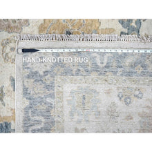 Load image into Gallery viewer, 9&#39;x12&#39;1&quot; Lace White, Antiqued Persian With Ziegler Mahal Design, Distressed, Oxidized, Zero Pile, Shaved Low, Pure Wool, Hand Knotted, Oriental Rug FWR61344