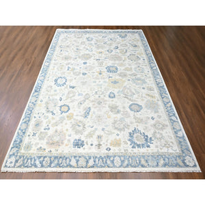 10'x13'9" Chiffon White, Hand Knotted, Distressed, Antiqued Persian With Ziegler Mahal Design, Oxidized, Zero Pile, Shaved Low, Pure Wool, Oriental Rug FWR61350