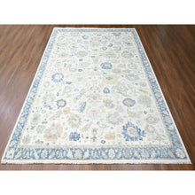 Load image into Gallery viewer, 10&#39;x13&#39;9&quot; Chiffon White, Hand Knotted, Distressed, Antiqued Persian With Ziegler Mahal Design, Oxidized, Zero Pile, Shaved Low, Pure Wool, Oriental Rug FWR61350