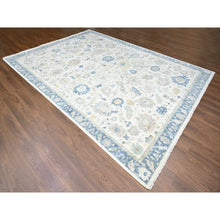 Load image into Gallery viewer, 10&#39;x13&#39;9&quot; Chiffon White, Hand Knotted, Distressed, Antiqued Persian With Ziegler Mahal Design, Oxidized, Zero Pile, Shaved Low, Pure Wool, Oriental Rug FWR61350