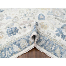 Load image into Gallery viewer, 10&#39;x13&#39;9&quot; Chiffon White, Hand Knotted, Distressed, Antiqued Persian With Ziegler Mahal Design, Oxidized, Zero Pile, Shaved Low, Pure Wool, Oriental Rug FWR61350