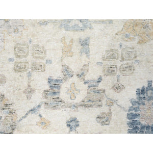 10'x13'9" Chiffon White, Hand Knotted, Distressed, Antiqued Persian With Ziegler Mahal Design, Oxidized, Zero Pile, Shaved Low, Pure Wool, Oriental Rug FWR61350