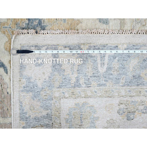 10'x13'9" Chiffon White, Hand Knotted, Distressed, Antiqued Persian With Ziegler Mahal Design, Oxidized, Zero Pile, Shaved Low, Pure Wool, Oriental Rug FWR61350