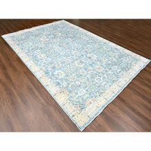 Load image into Gallery viewer, 9&#39;10&quot;x14&#39; Ruddy Blue, Hand Knotted, Distressed, Antiqued Persian With Ziegler Mahal Design, Oxidized, Zero Pile, Shaved Low, Pure Wool, Oriental Rug FWR61380
