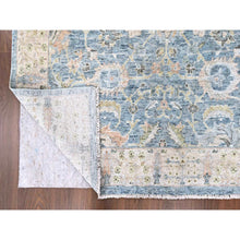 Load image into Gallery viewer, 9&#39;10&quot;x14&#39; Ruddy Blue, Hand Knotted, Distressed, Antiqued Persian With Ziegler Mahal Design, Oxidized, Zero Pile, Shaved Low, Pure Wool, Oriental Rug FWR61380