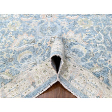 Load image into Gallery viewer, 9&#39;10&quot;x14&#39; Ruddy Blue, Hand Knotted, Distressed, Antiqued Persian With Ziegler Mahal Design, Oxidized, Zero Pile, Shaved Low, Pure Wool, Oriental Rug FWR61380