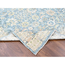 Load image into Gallery viewer, 9&#39;10&quot;x14&#39; Ruddy Blue, Hand Knotted, Distressed, Antiqued Persian With Ziegler Mahal Design, Oxidized, Zero Pile, Shaved Low, Pure Wool, Oriental Rug FWR61380