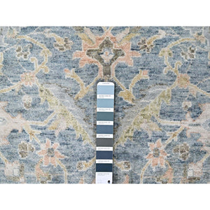 9'10"x14' Ruddy Blue, Hand Knotted, Distressed, Antiqued Persian With Ziegler Mahal Design, Oxidized, Zero Pile, Shaved Low, Pure Wool, Oriental Rug FWR61380