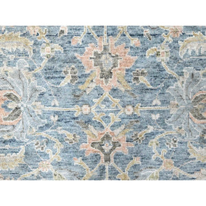 9'10"x14' Ruddy Blue, Hand Knotted, Distressed, Antiqued Persian With Ziegler Mahal Design, Oxidized, Zero Pile, Shaved Low, Pure Wool, Oriental Rug FWR61380