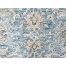 Load image into Gallery viewer, 9&#39;10&quot;x14&#39; Ruddy Blue, Hand Knotted, Distressed, Antiqued Persian With Ziegler Mahal Design, Oxidized, Zero Pile, Shaved Low, Pure Wool, Oriental Rug FWR61380