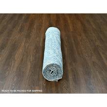 Load image into Gallery viewer, 9&#39;10&quot;x14&#39; Ruddy Blue, Hand Knotted, Distressed, Antiqued Persian With Ziegler Mahal Design, Oxidized, Zero Pile, Shaved Low, Pure Wool, Oriental Rug FWR61380