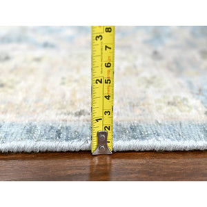 9'10"x14' Ruddy Blue, Hand Knotted, Distressed, Antiqued Persian With Ziegler Mahal Design, Oxidized, Zero Pile, Shaved Low, Pure Wool, Oriental Rug FWR61380