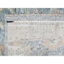 Load image into Gallery viewer, 9&#39;10&quot;x14&#39; Ruddy Blue, Hand Knotted, Distressed, Antiqued Persian With Ziegler Mahal Design, Oxidized, Zero Pile, Shaved Low, Pure Wool, Oriental Rug FWR61380