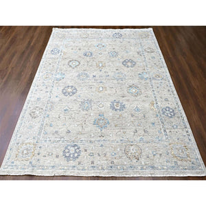9'x12' Khaki Brown, Supple Collection, Oushak Design, Hand Knotted, Lush And Plush, Pure Wool, Soft Pile, Tone On Tone, Veggie Dyes, Oriental Rug FWR61464