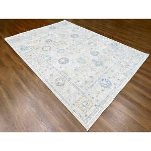 9'x12' Khaki Brown, Supple Collection, Oushak Design, Hand Knotted, Lush And Plush, Pure Wool, Soft Pile, Tone On Tone, Veggie Dyes, Oriental Rug FWR61464
