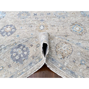 9'x12' Khaki Brown, Supple Collection, Oushak Design, Hand Knotted, Lush And Plush, Pure Wool, Soft Pile, Tone On Tone, Veggie Dyes, Oriental Rug FWR61464
