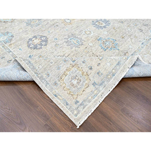 9'x12' Khaki Brown, Supple Collection, Oushak Design, Hand Knotted, Lush And Plush, Pure Wool, Soft Pile, Tone On Tone, Veggie Dyes, Oriental Rug FWR61464