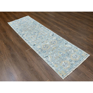 2'5"x8'6" Spanish Gray, Tone On Tone, Oushak Design, Hand Knotted, Lush And Plush, Supple Collection, All Wool, Soft Pile, Natural Dyes, Runner, Oriental Rug FWR61476