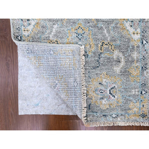 2'5"x8'6" Spanish Gray, Tone On Tone, Oushak Design, Hand Knotted, Lush And Plush, Supple Collection, All Wool, Soft Pile, Natural Dyes, Runner, Oriental Rug FWR61476