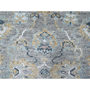 2'5"x8'6" Spanish Gray, Tone On Tone, Oushak Design, Hand Knotted, Lush And Plush, Supple Collection, All Wool, Soft Pile, Natural Dyes, Runner, Oriental Rug FWR61476